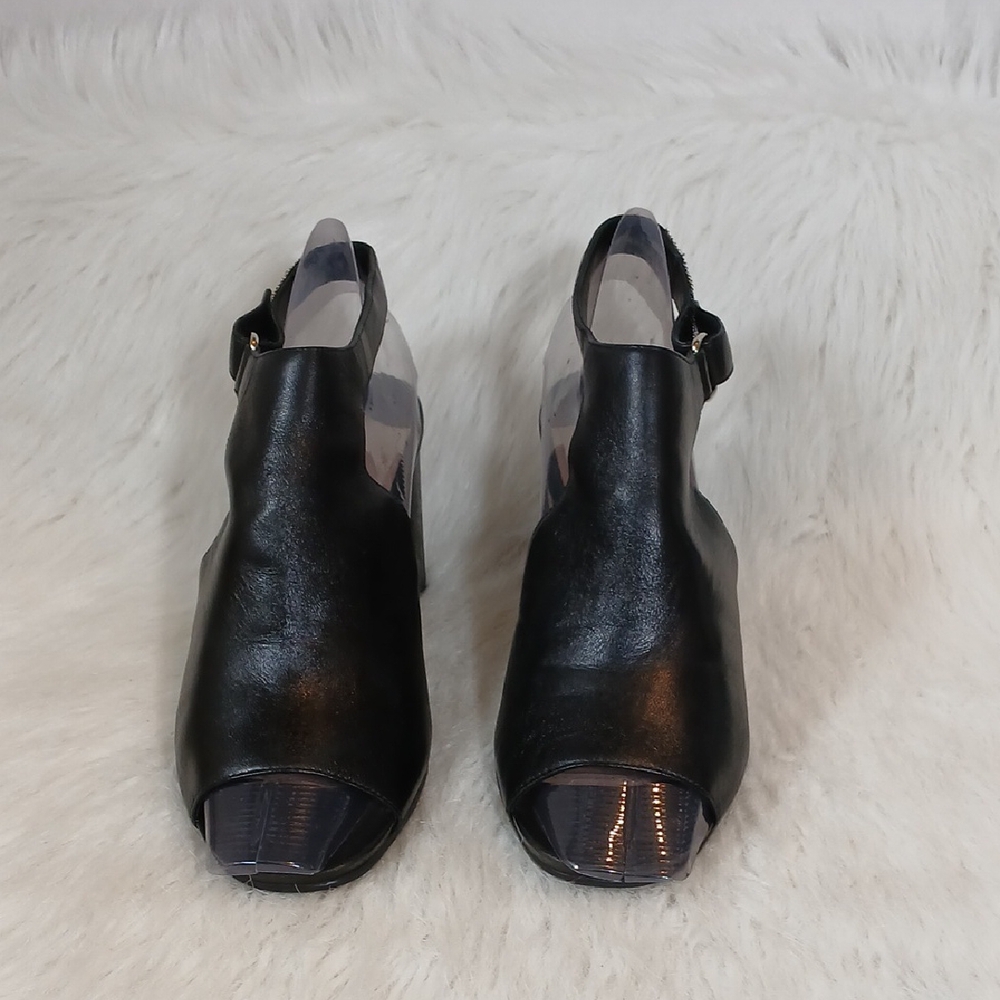 Prada Linea Rossa Nappa Black Peep Toe Heels Sz 38 - Picture 2 of 16